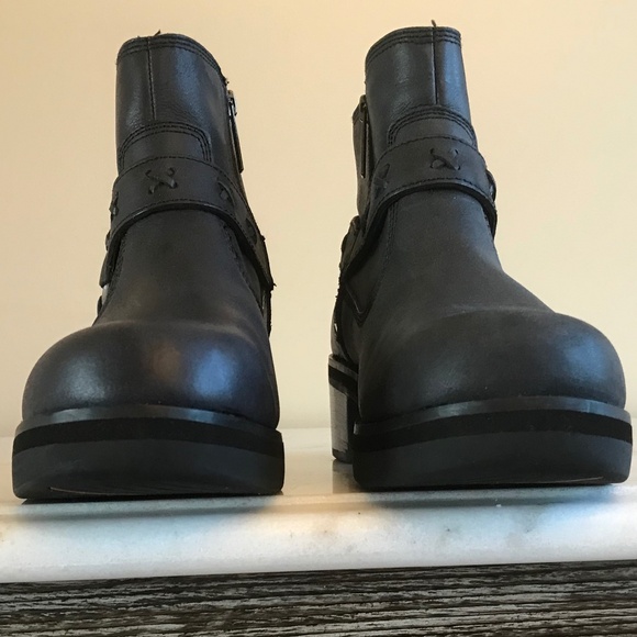 HARLEY DAVIDSON BLACK LEATHER ANKLE BOOTS - Picture 5 of 16